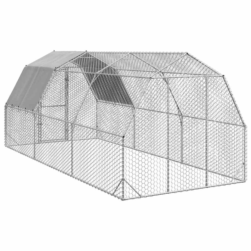 Kippenren met dak 2,5x6x2,25 m gegalvaniseerd staal is nu te koop bij PeponiXL, paradijselijk wonen!