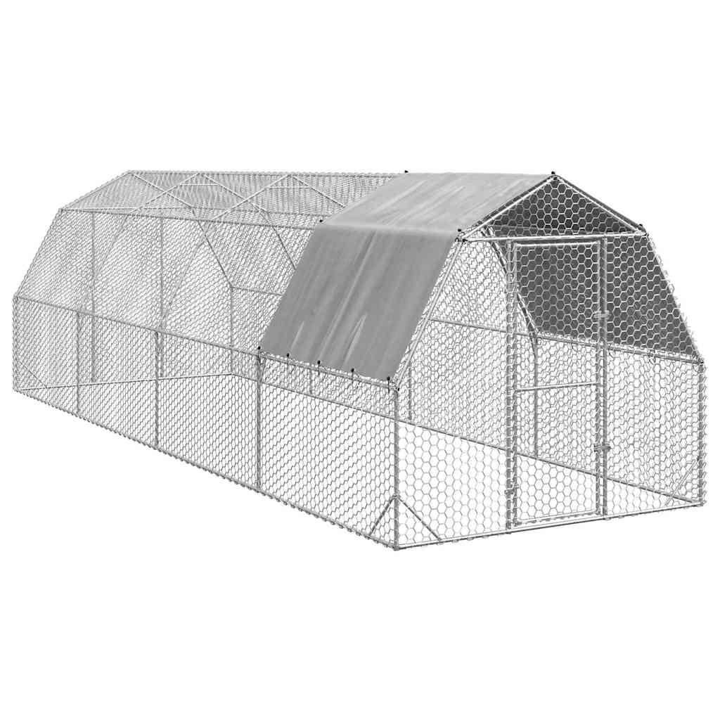 Kippenren met dak 2,5x8x2,25 m gegalvaniseerd staal is nu te koop bij PeponiXL, paradijselijk wonen!