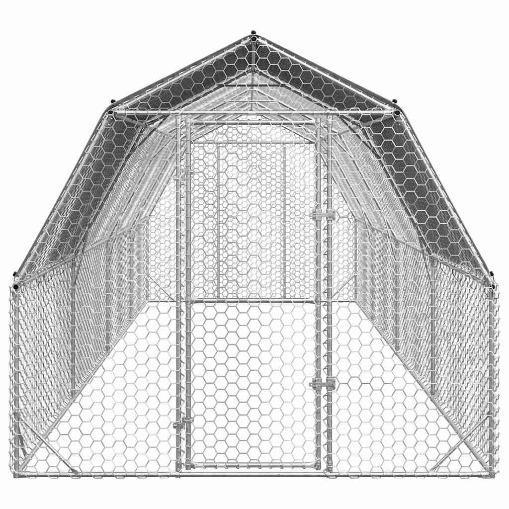 Kippenren met dak 2,5x8x2,25 m gegalvaniseerd staal is nu te koop bij PeponiXL, paradijselijk wonen!
