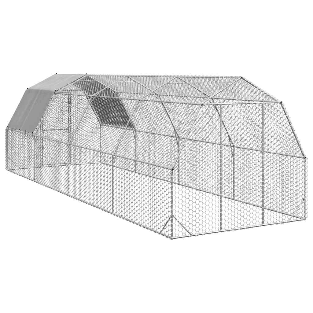 Kippenren met dak 2,5x8x2,25 m gegalvaniseerd staal is nu te koop bij PeponiXL, paradijselijk wonen!