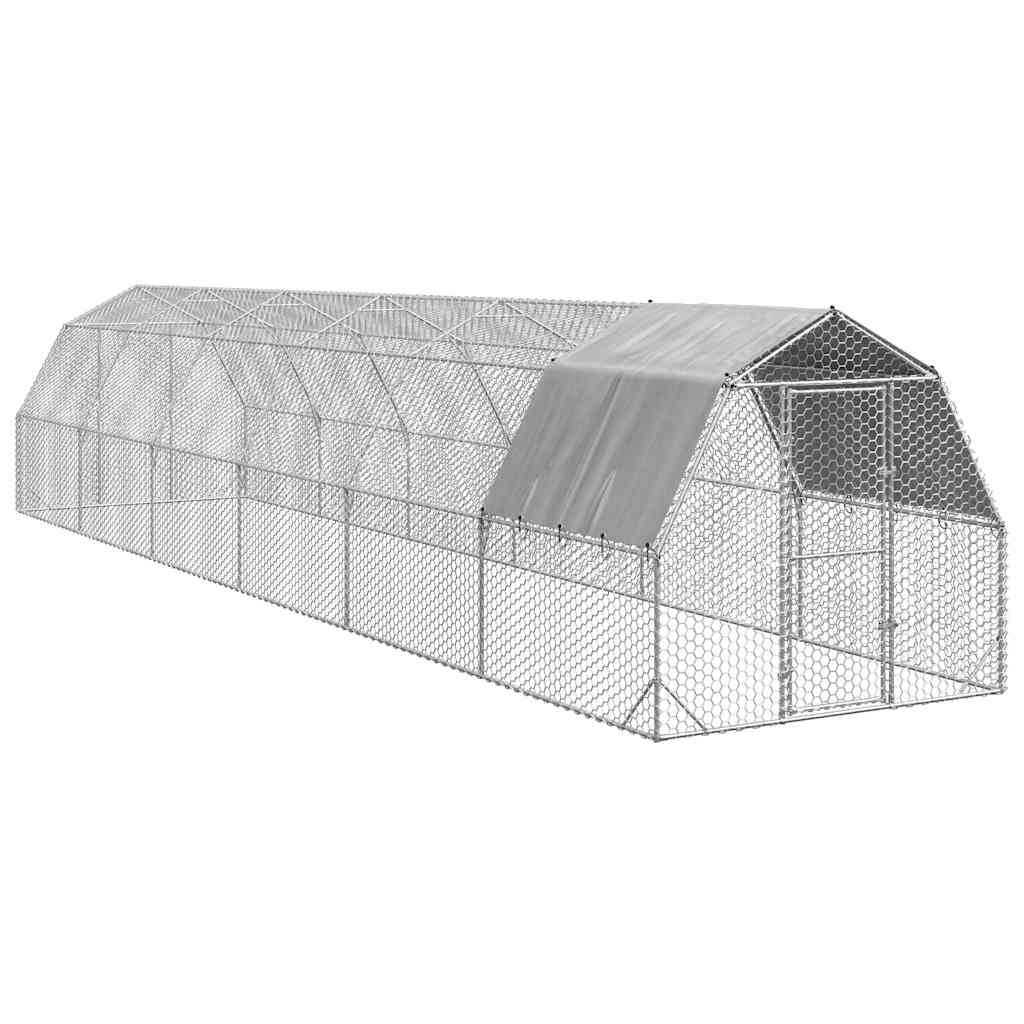 Kippenren met dak 2,5x12x2,25 m gegalvaniseerd staal is nu te koop bij PeponiXL, paradijselijk wonen!