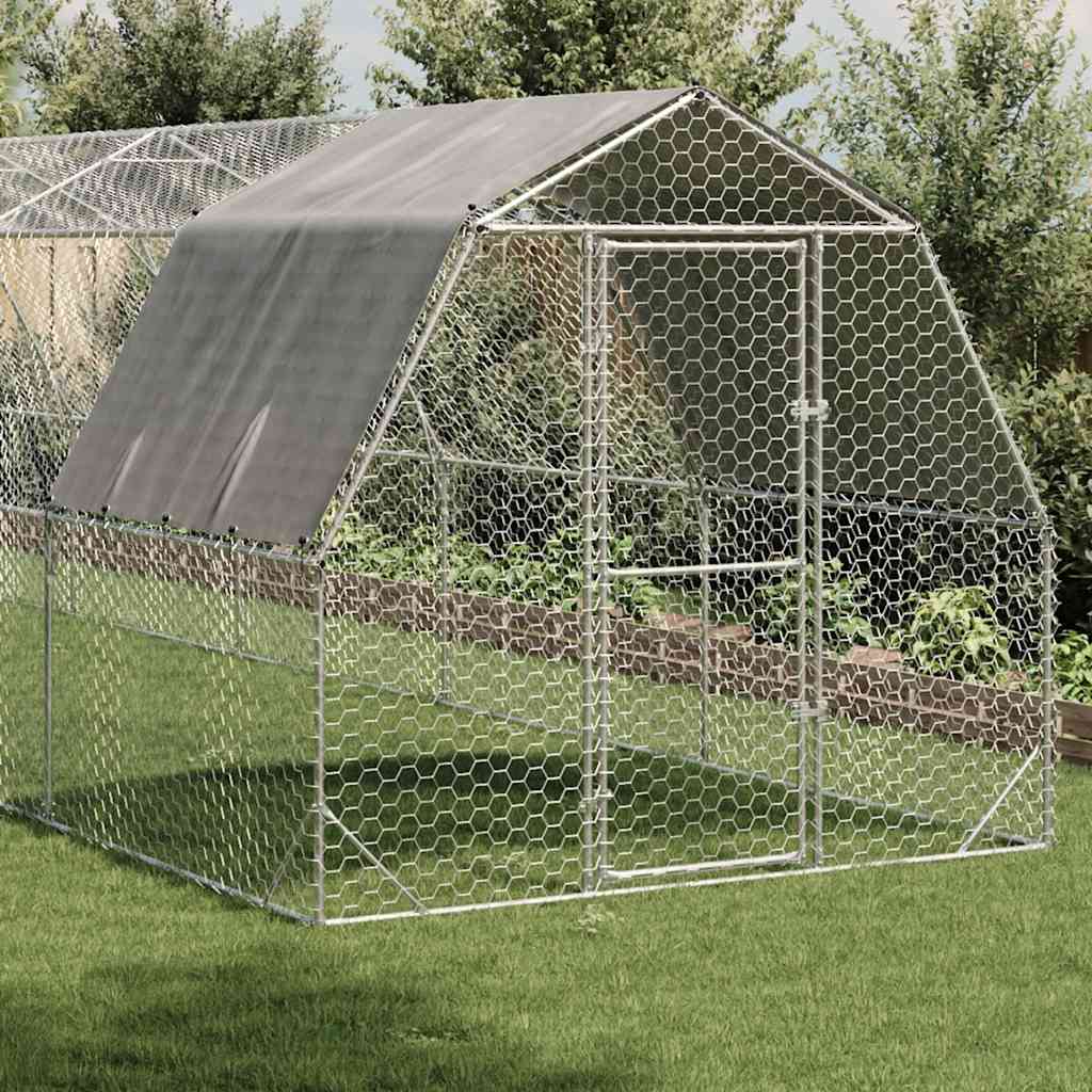 Kippenren met dak 2,5x12x2,25 m gegalvaniseerd staal is nu te koop bij PeponiXL, paradijselijk wonen!