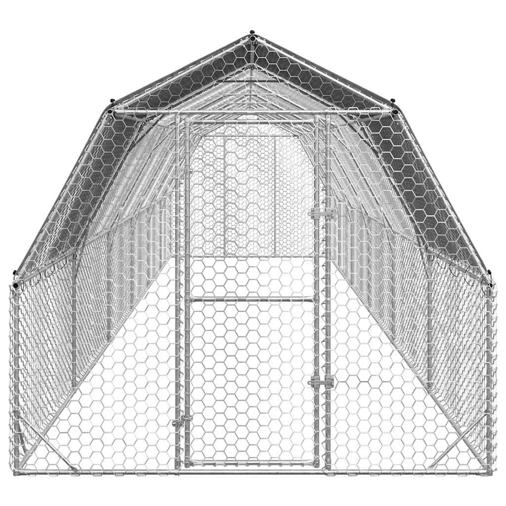 Kippenren met dak 2,5x12x2,25 m gegalvaniseerd staal is nu te koop bij PeponiXL, paradijselijk wonen!