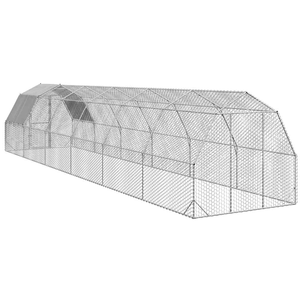 Kippenren met dak 2,5x12x2,25 m gegalvaniseerd staal is nu te koop bij PeponiXL, paradijselijk wonen!