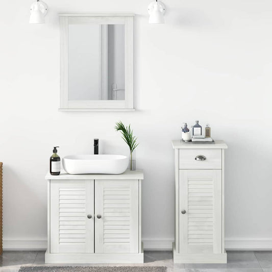 Badkamermeubelset met lade 3 pcs Antiek wit Massief grenenhout is nu te koop bij PeponiXL, paradijselijk wonen!