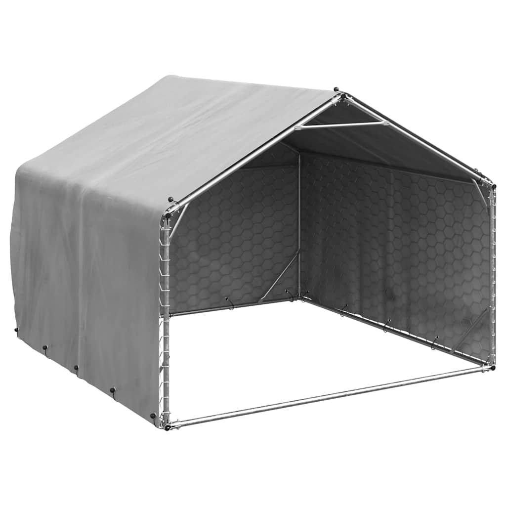 Hondenhok voor buiten met hoes 2x2x1,5 m gegalvaniseerd staal is nu te koop bij PeponiXL, paradijselijk wonen!