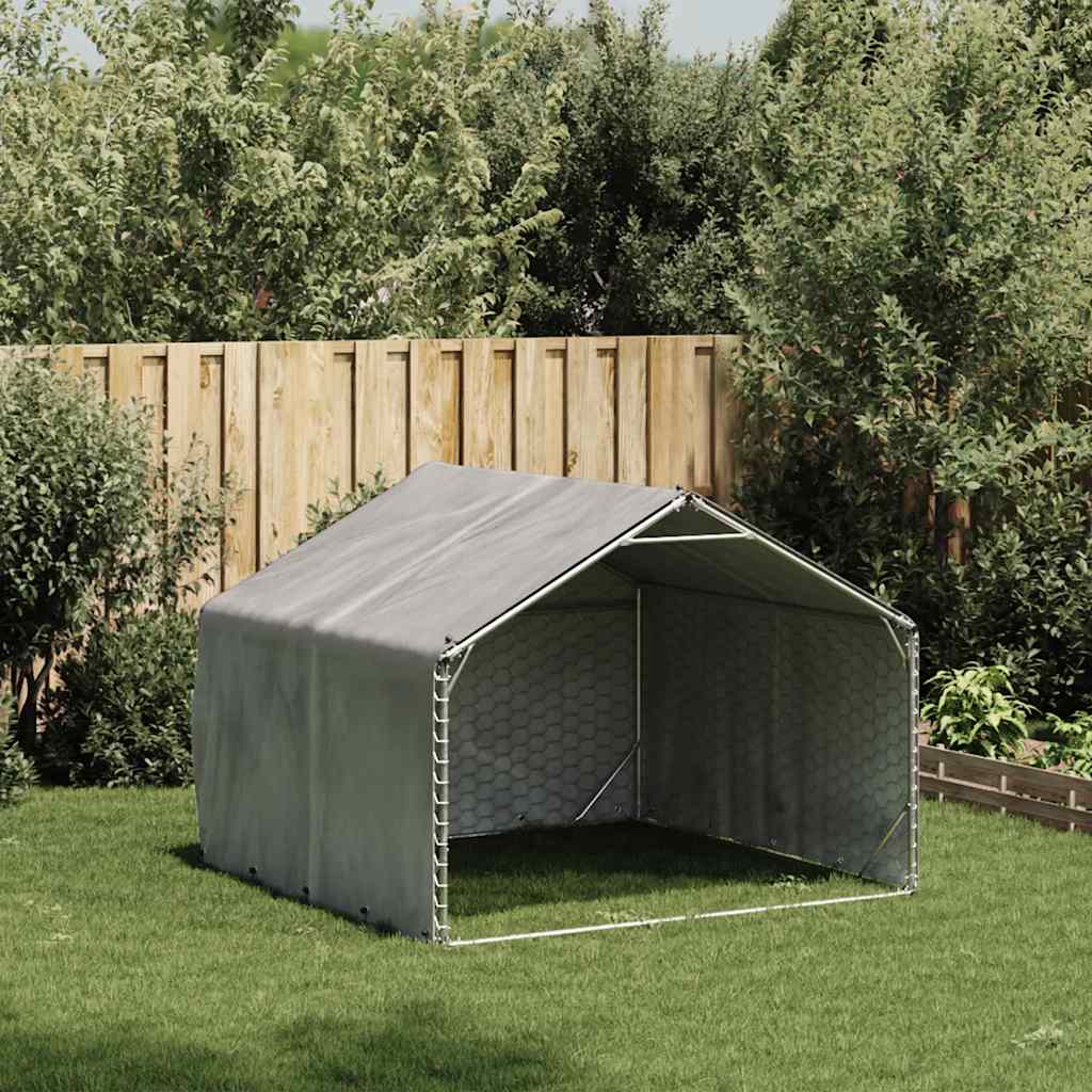 Hondenhok voor buiten met hoes 2x2x1,5 m gegalvaniseerd staal is nu te koop bij PeponiXL, paradijselijk wonen!