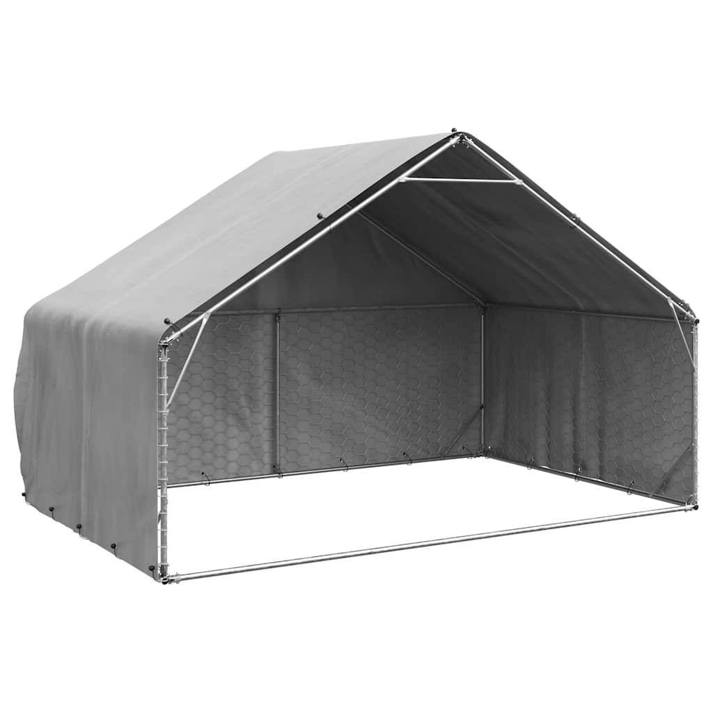 Hondenhok voor buiten met deksel 3x2x1,9 m gegalvaniseerd staal is nu te koop bij PeponiXL, paradijselijk wonen!