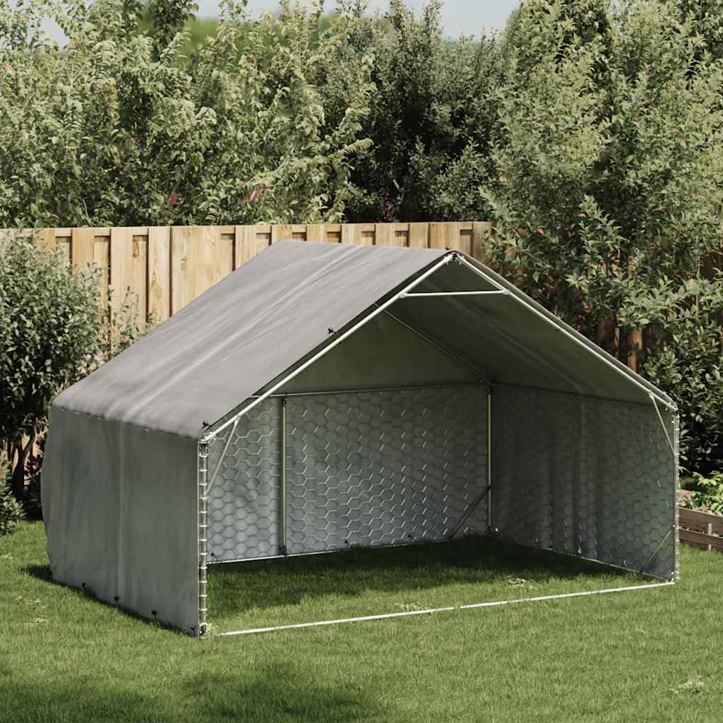 Hondenhok voor buiten met deksel 3x2x1,9 m gegalvaniseerd staal is nu te koop bij PeponiXL, paradijselijk wonen!