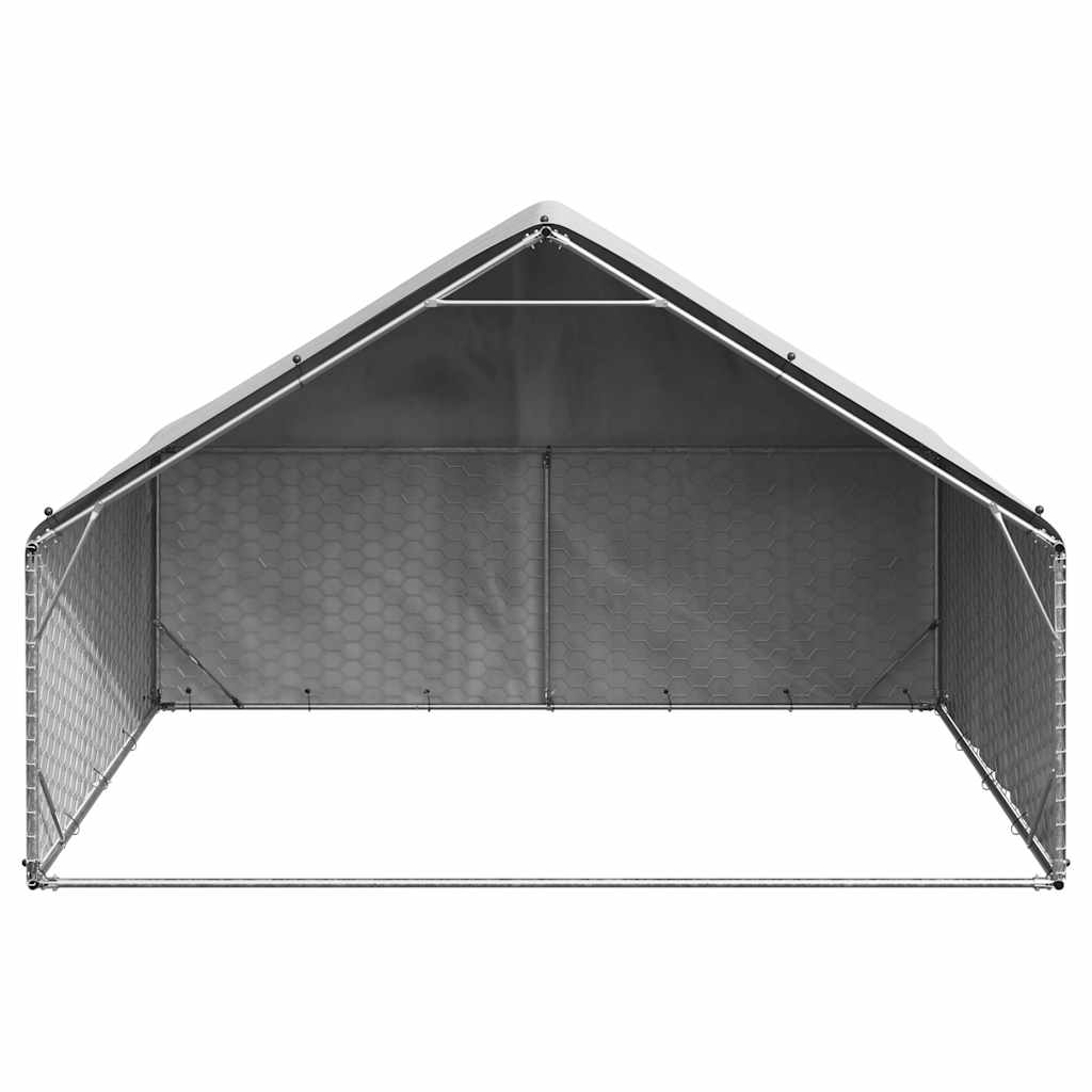 Hondenhok voor buiten met deksel 3x2x1,9 m gegalvaniseerd staal is nu te koop bij PeponiXL, paradijselijk wonen!