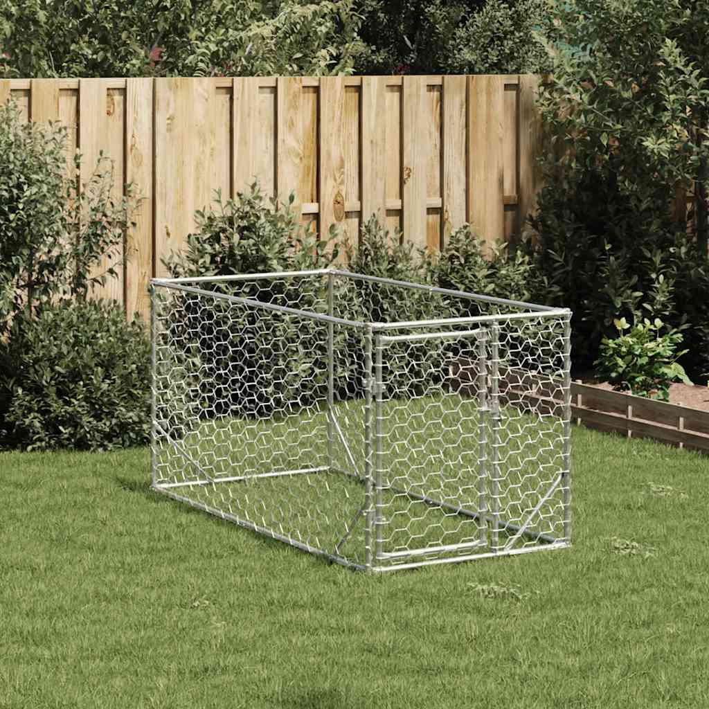 Hondenhok voor buiten met deur 2x1x1 m gegalvaniseerd staal is nu te koop bij PeponiXL, paradijselijk wonen!