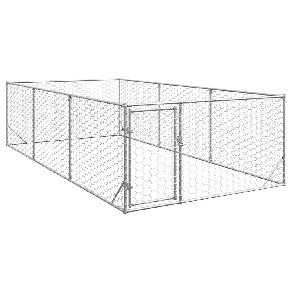 Hondenhok voor buiten met deur 2x4x1 m gegalvaniseerd staal is nu te koop bij PeponiXL, paradijselijk wonen!