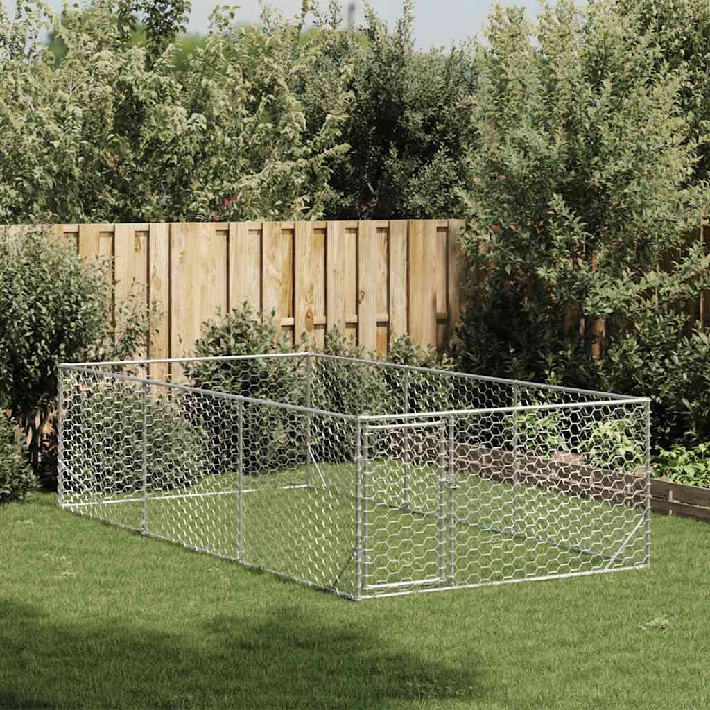 Hondenhok voor buiten met deur 2x4x1 m gegalvaniseerd staal is nu te koop bij PeponiXL, paradijselijk wonen!