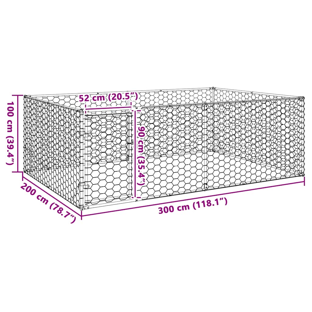 Hondenhok voor buiten met deur 3x2x1 m gegalvaniseerd staal is nu te koop bij PeponiXL, paradijselijk wonen!