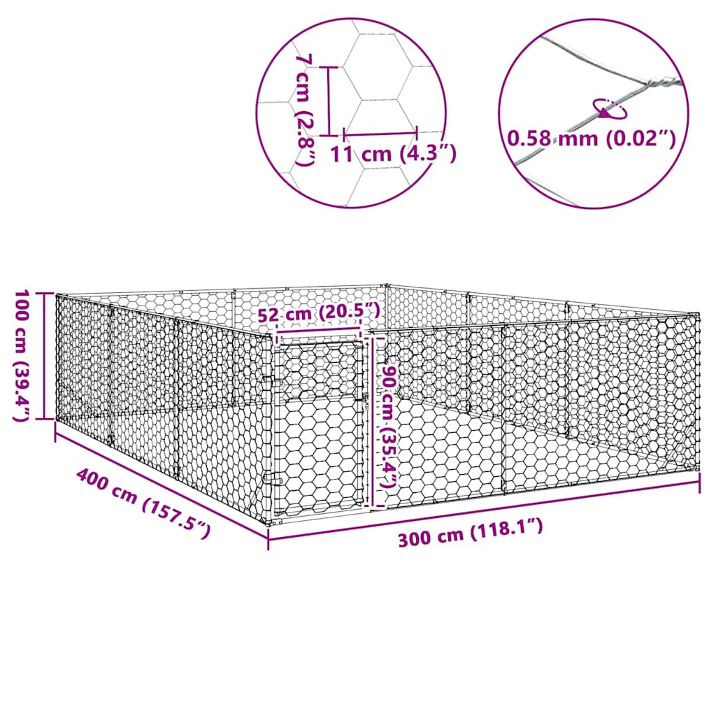 Hondenhok voor buiten met deur 3x4x1 m gegalvaniseerd staal is nu te koop bij PeponiXL, paradijselijk wonen!