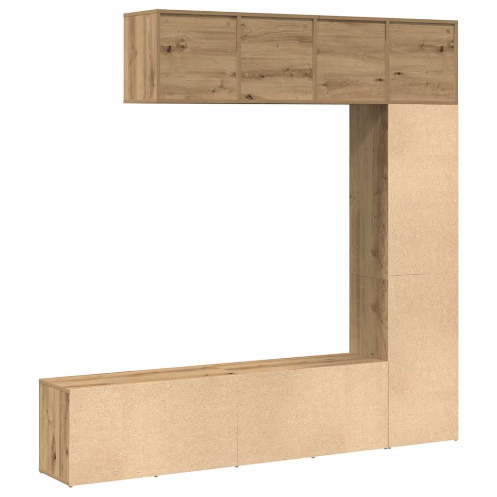 Boekenkasten 3 st bewerkt hout artisanaal eikenkleur is nu te koop bij PeponiXL, paradijselijk wonen!