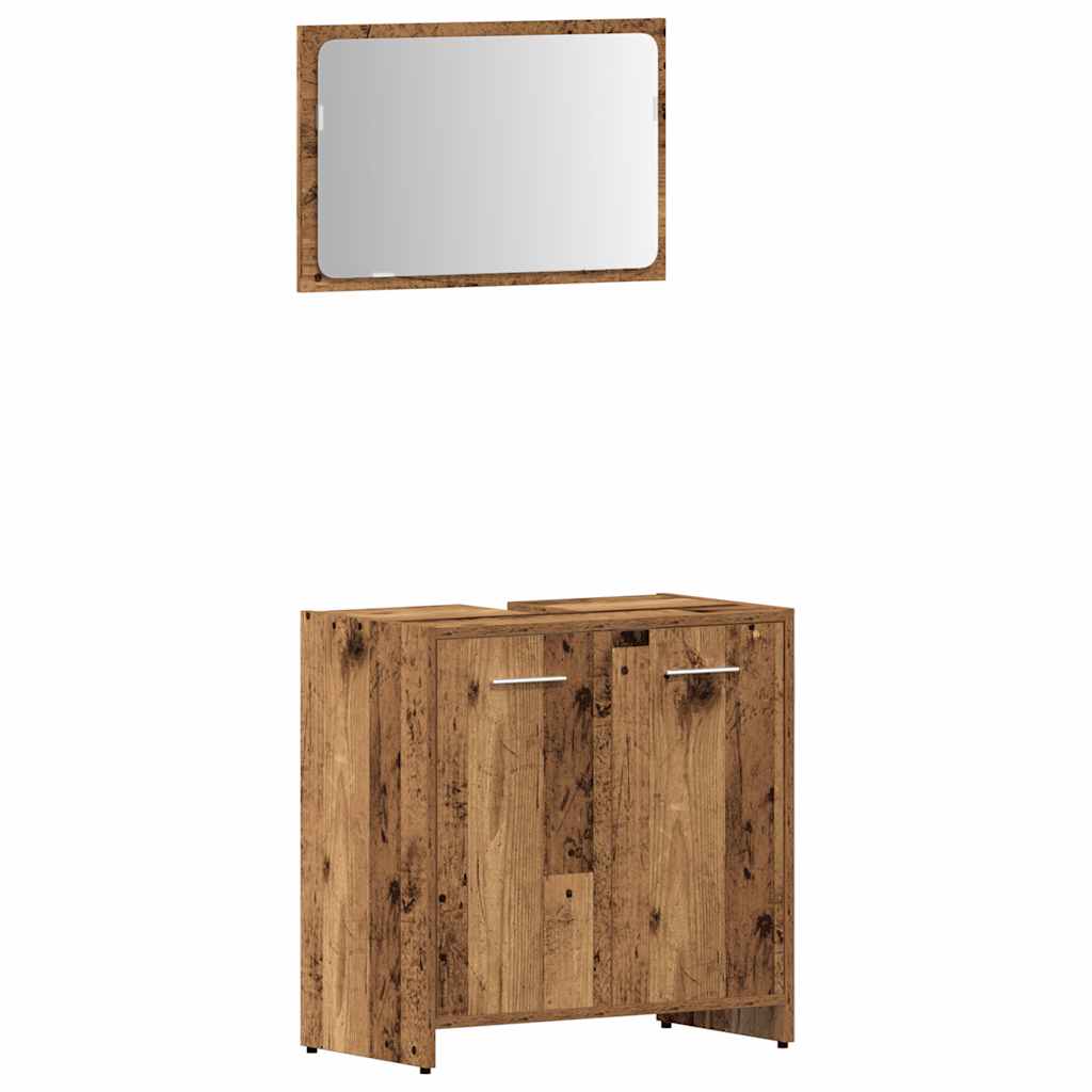 4-delige Badkamermeubelset bewerkt hout oud houtkleurig is nu te koop bij PeponiXL, paradijselijk wonen!