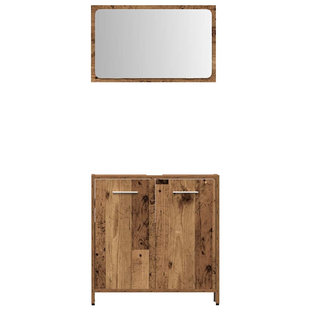 4-delige Badkamermeubelset bewerkt hout oud houtkleurig is nu te koop bij PeponiXL, paradijselijk wonen!