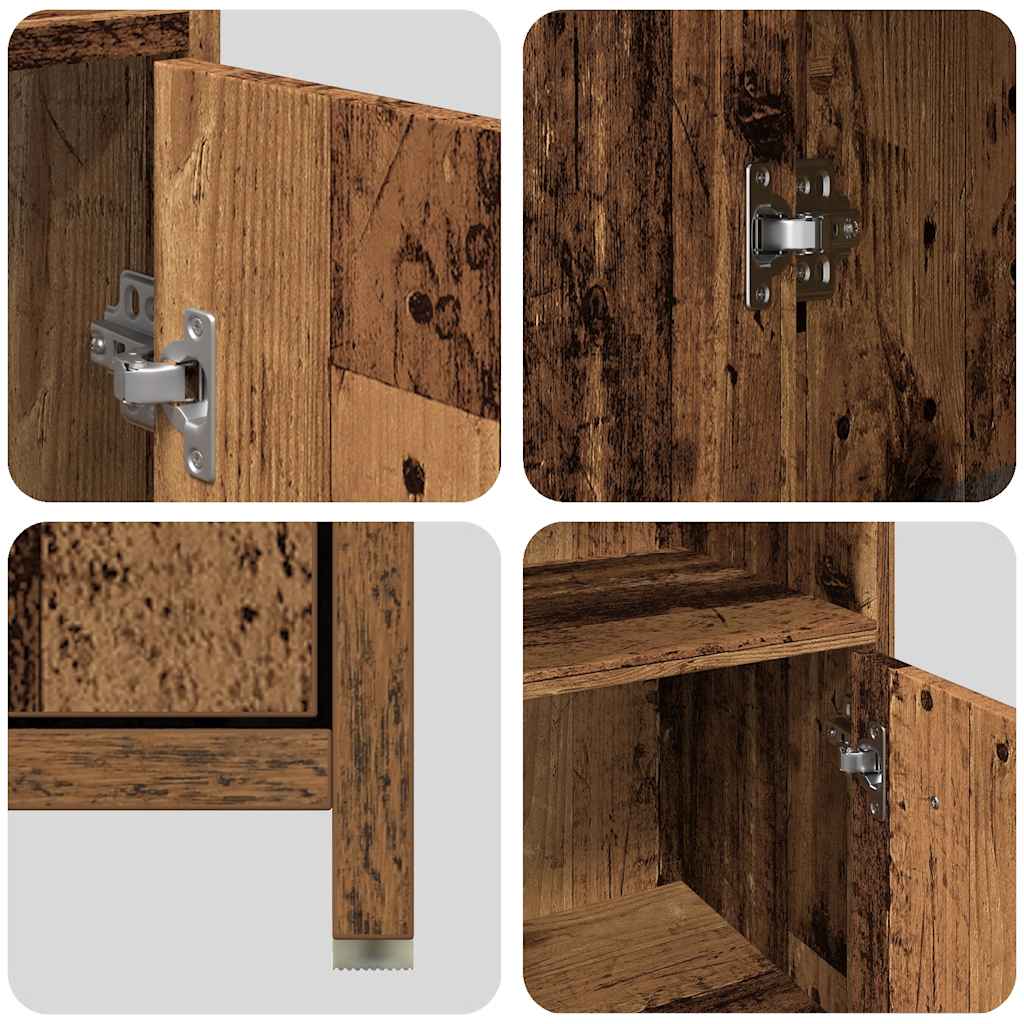 4-delige Badkamermeubelset bewerkt hout oud houtkleurig is nu te koop bij PeponiXL, paradijselijk wonen!