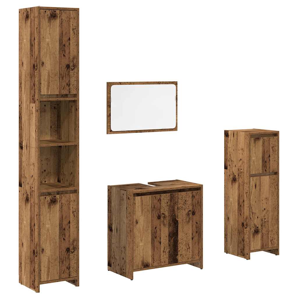 4-delige Badkamermeubelset bewerkt hout oud houtkleurig is nu te koop bij PeponiXL, paradijselijk wonen!