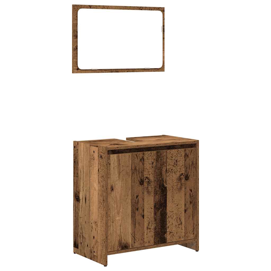 4-delige Badkamermeubelset bewerkt hout oud houtkleurig is nu te koop bij PeponiXL, paradijselijk wonen!