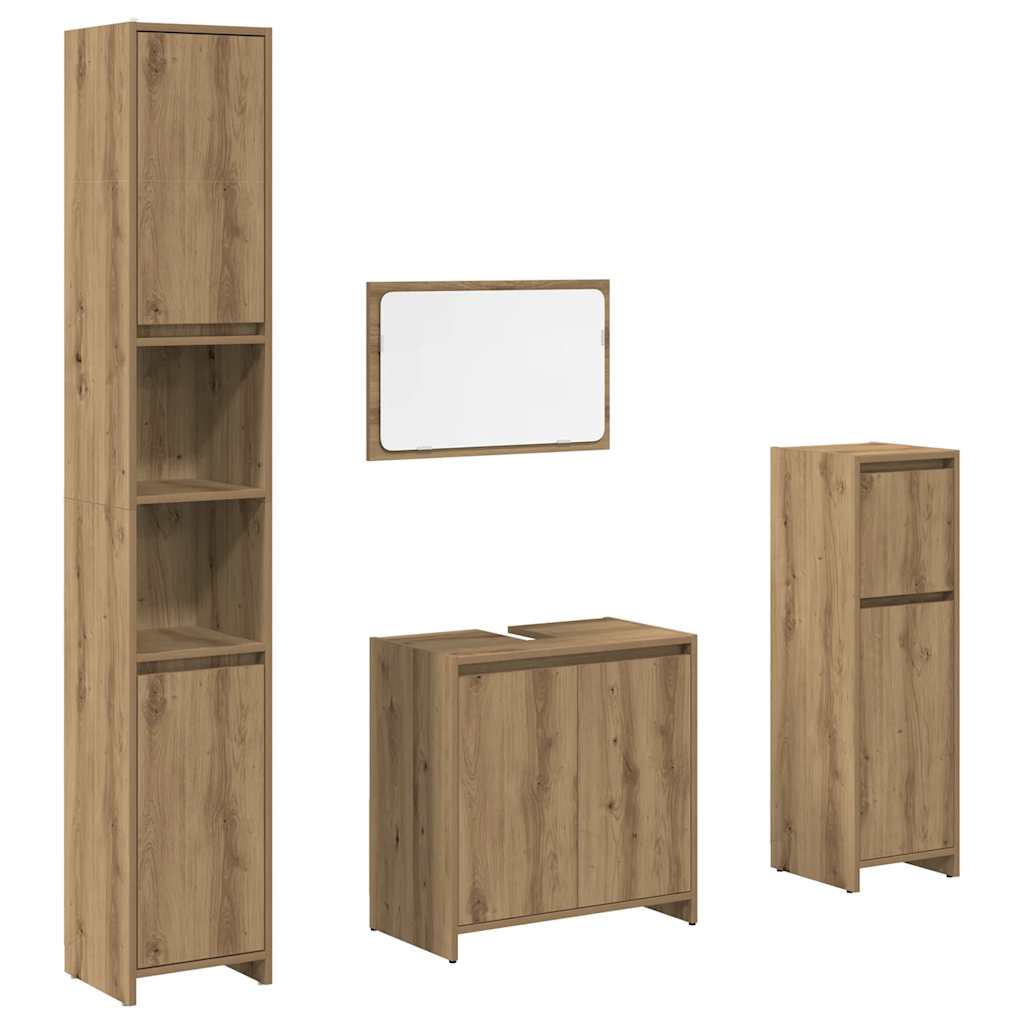 4-delige Badkamermeubelset bewerkt hout artisanaal eikenkleur is nu te koop bij PeponiXL, paradijselijk wonen!