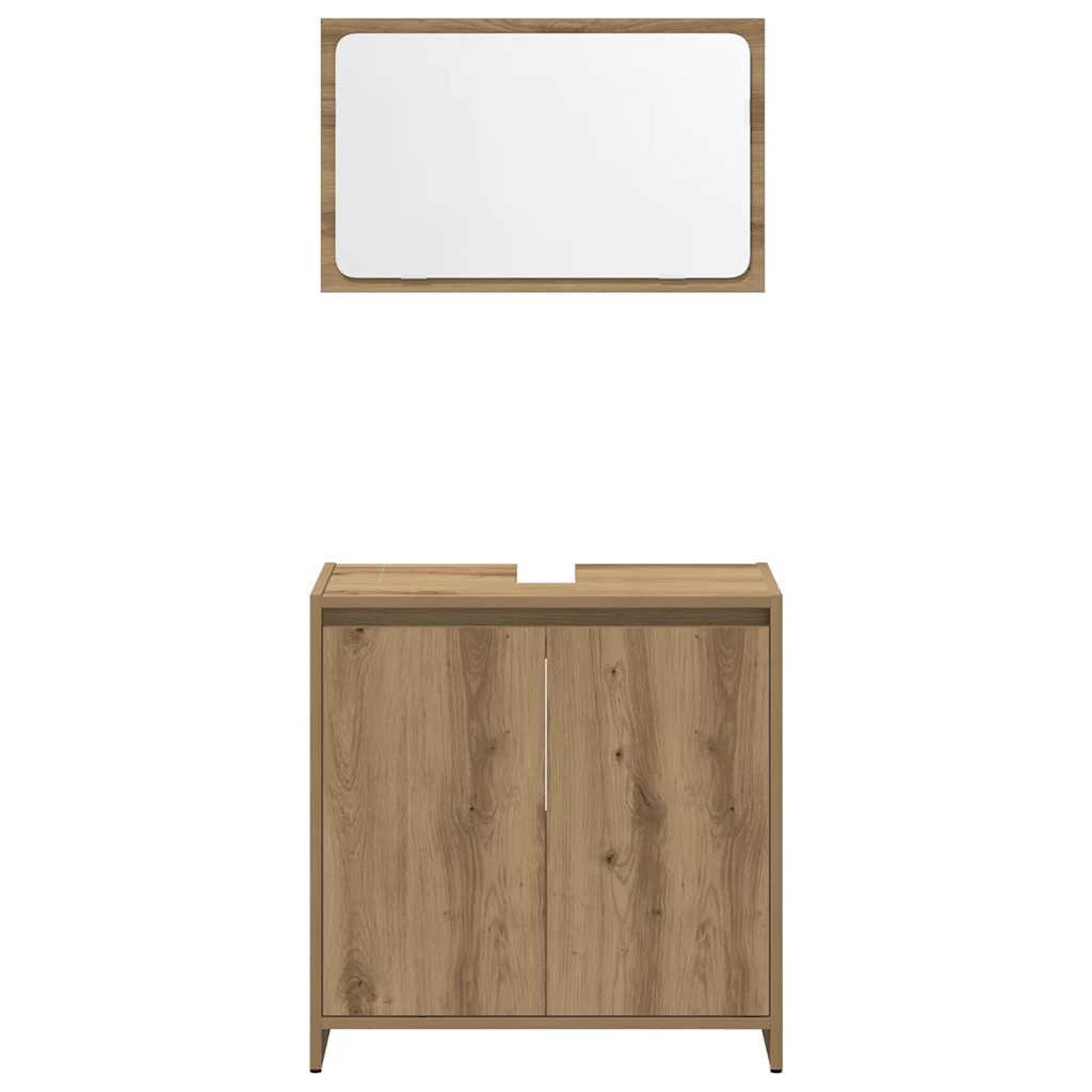 4-delige Badkamermeubelset bewerkt hout artisanaal eikenkleur is nu te koop bij PeponiXL, paradijselijk wonen!