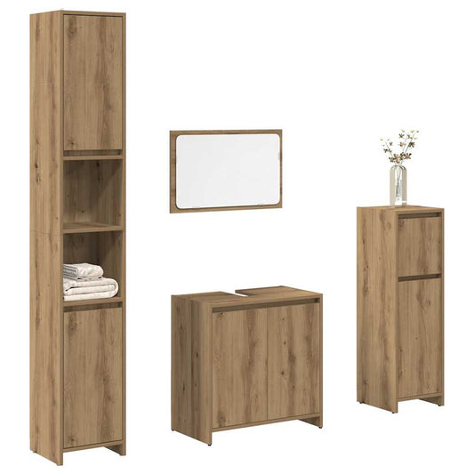 4-delige Badkamermeubelset bewerkt hout artisanaal eikenkleur is nu te koop bij PeponiXL, paradijselijk wonen!