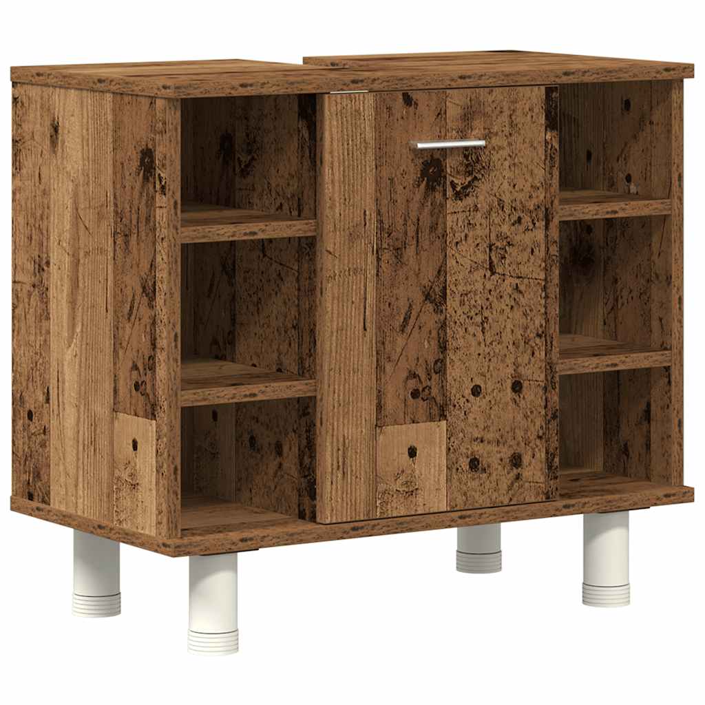 4-delige Badkamermeubelset bewerkt hout oud houtkleurig is nu te koop bij PeponiXL, paradijselijk wonen!