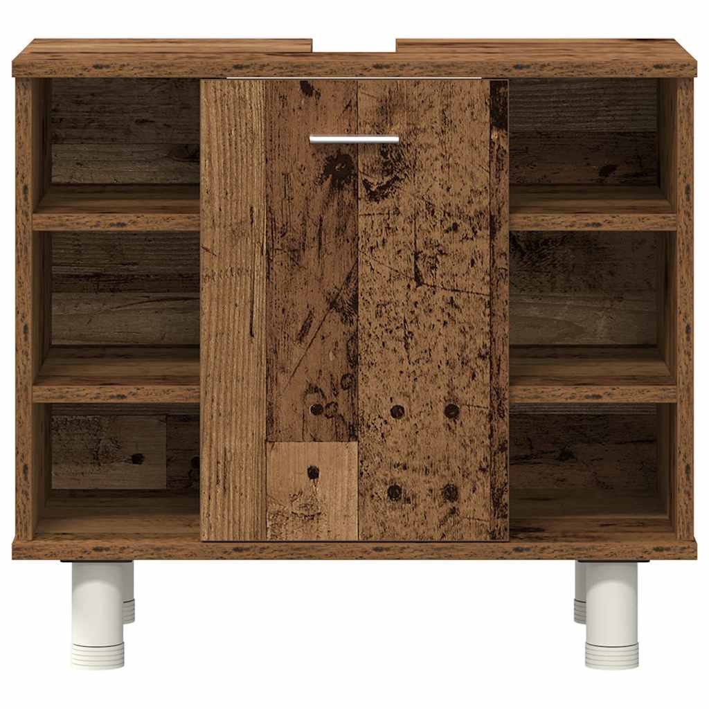 4-delige Badkamermeubelset bewerkt hout oud houtkleurig is nu te koop bij PeponiXL, paradijselijk wonen!