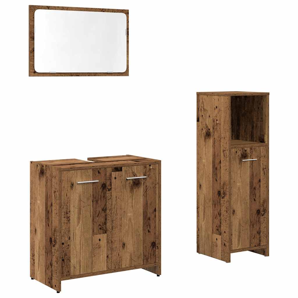 3-delige Badkamermeubelset bewerkt hout oud houtkleurig is nu te koop bij PeponiXL, paradijselijk wonen!