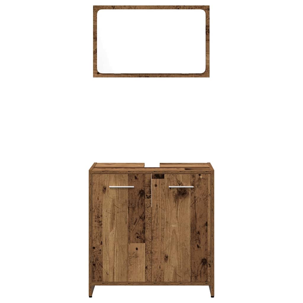 3-delige Badkamermeubelset bewerkt hout oud houtkleurig is nu te koop bij PeponiXL, paradijselijk wonen!