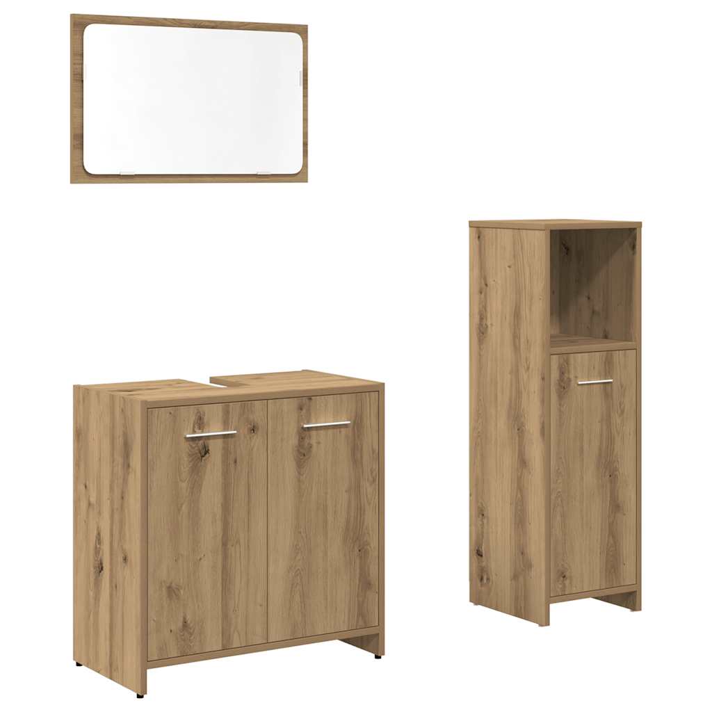 3-delige Badkamermeubelset bewerkt hout artisanaal eikenkleur is nu te koop bij PeponiXL, paradijselijk wonen!