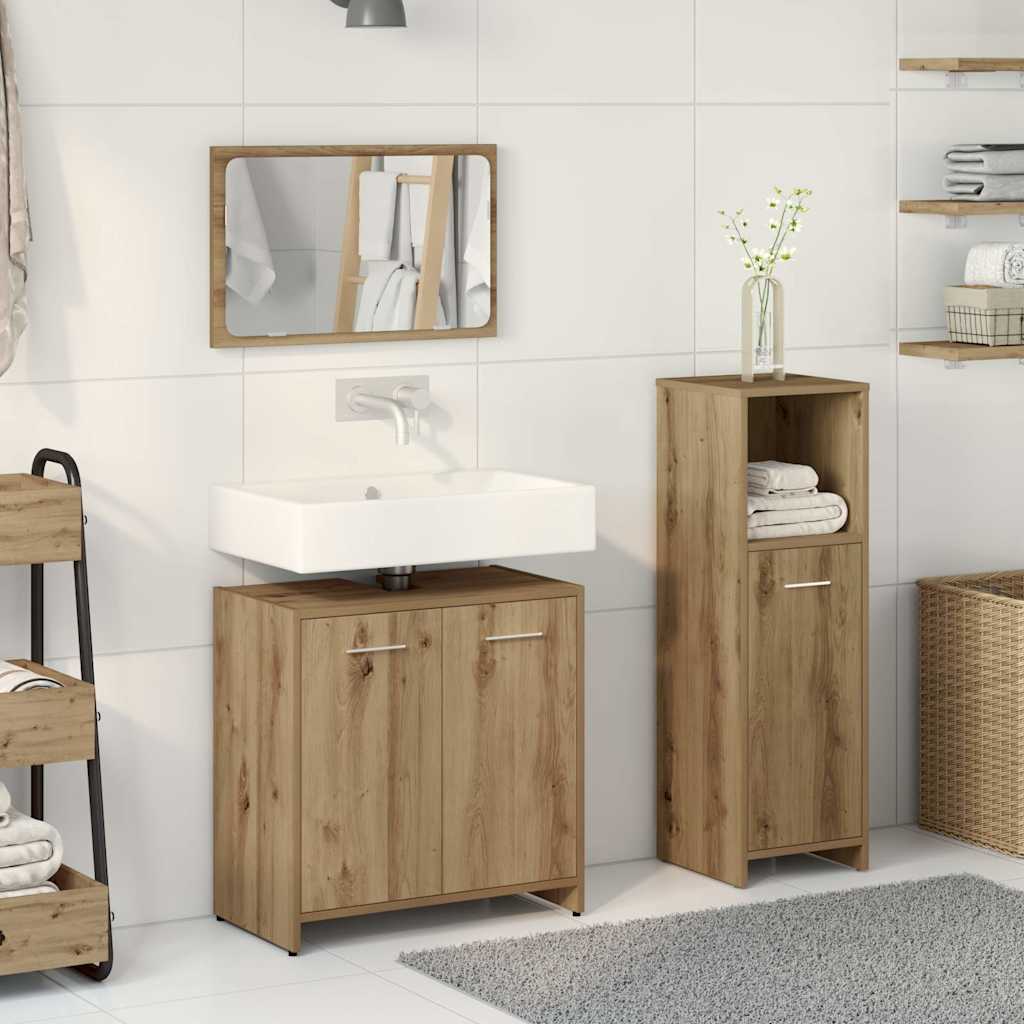3-delige Badkamermeubelset bewerkt hout artisanaal eikenkleur is nu te koop bij PeponiXL, paradijselijk wonen!