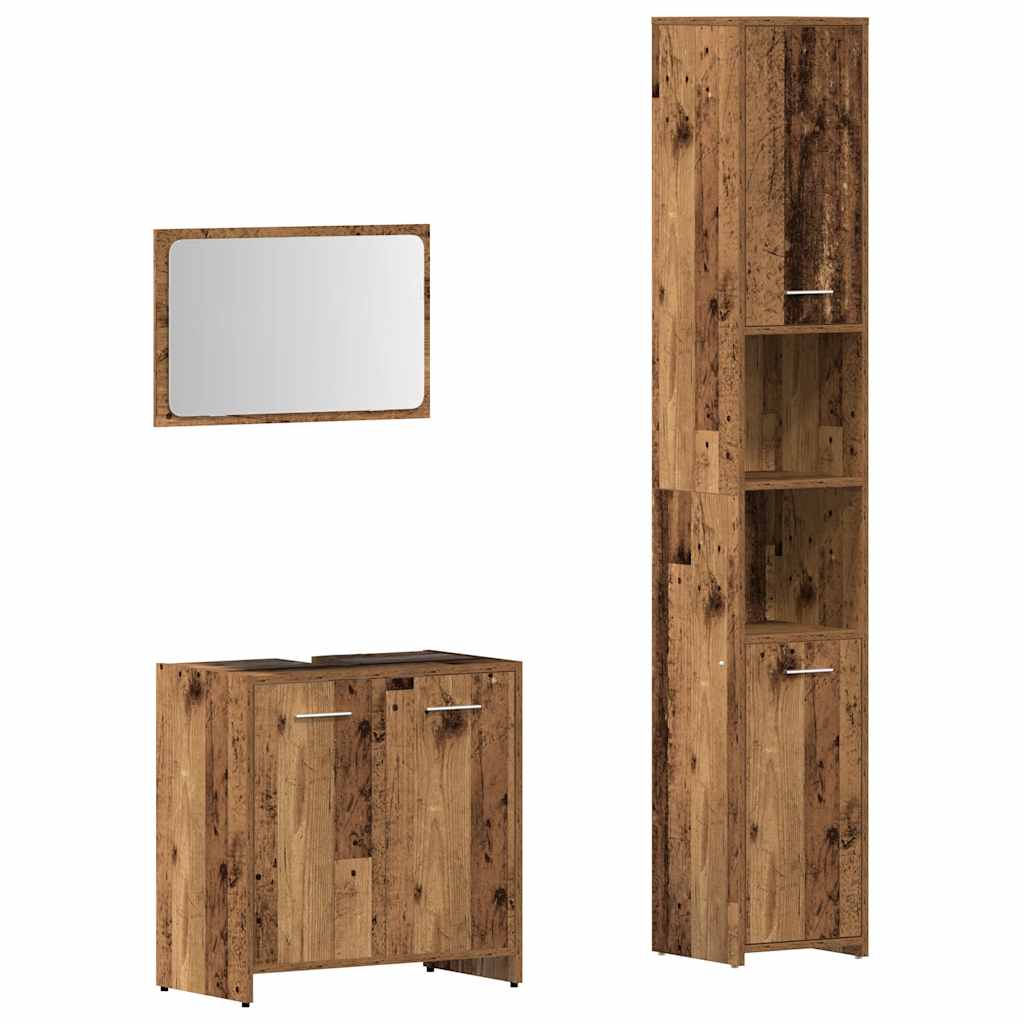 3-delige Badkamermeubelset bewerkt hout oud houtkleurig is nu te koop bij PeponiXL, paradijselijk wonen!