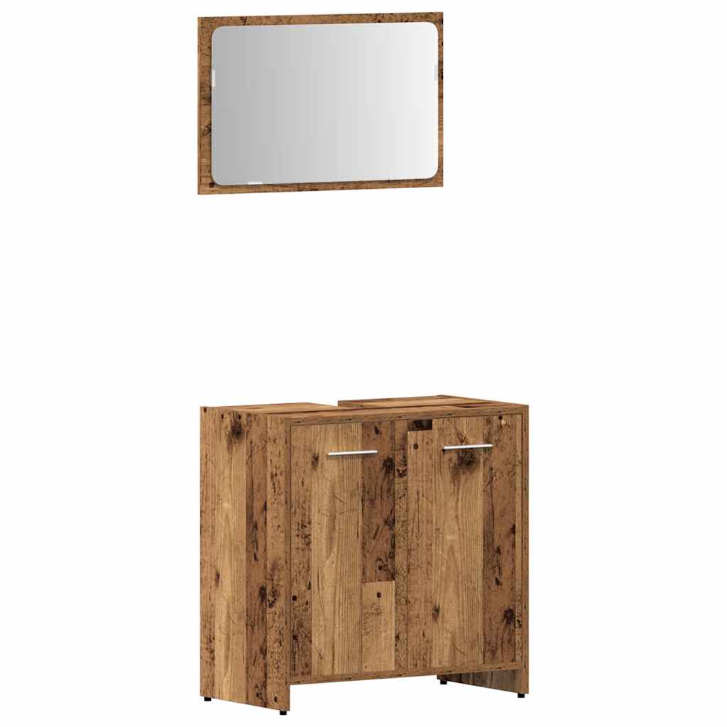 3-delige Badkamermeubelset bewerkt hout oud houtkleurig is nu te koop bij PeponiXL, paradijselijk wonen!