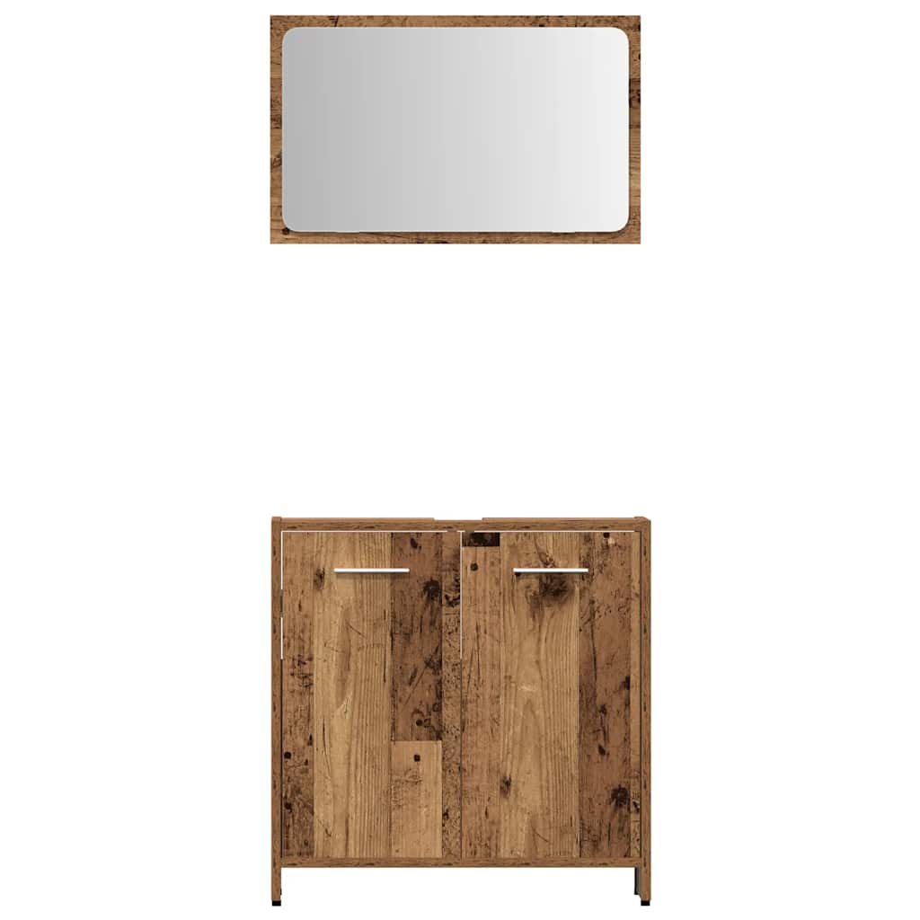 3-delige Badkamermeubelset bewerkt hout oud houtkleurig is nu te koop bij PeponiXL, paradijselijk wonen!