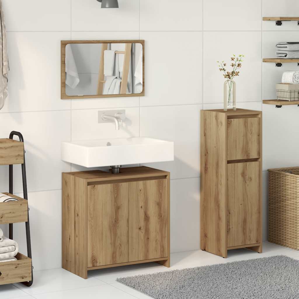 3-delige Badkamermeubelset bewerkt hout artisanaal eikenkleur is nu te koop bij PeponiXL, paradijselijk wonen!