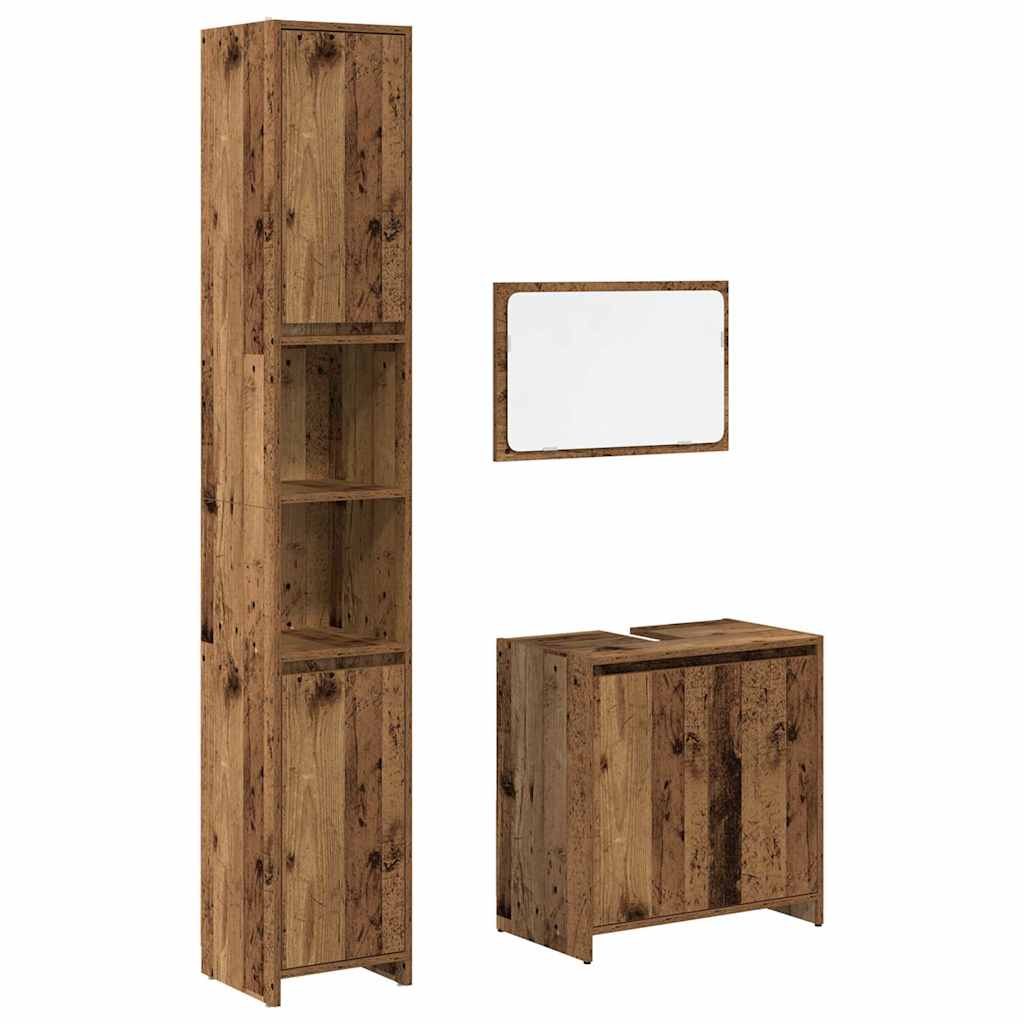 3-delige Badkamermeubelset bewerkt hout oud houtkleurig is nu te koop bij PeponiXL, paradijselijk wonen!