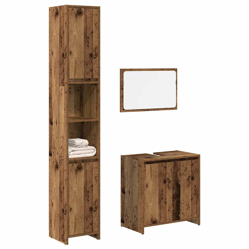 3-delige Badkamermeubelset bewerkt hout oud houtkleurig is nu te koop bij PeponiXL, paradijselijk wonen!