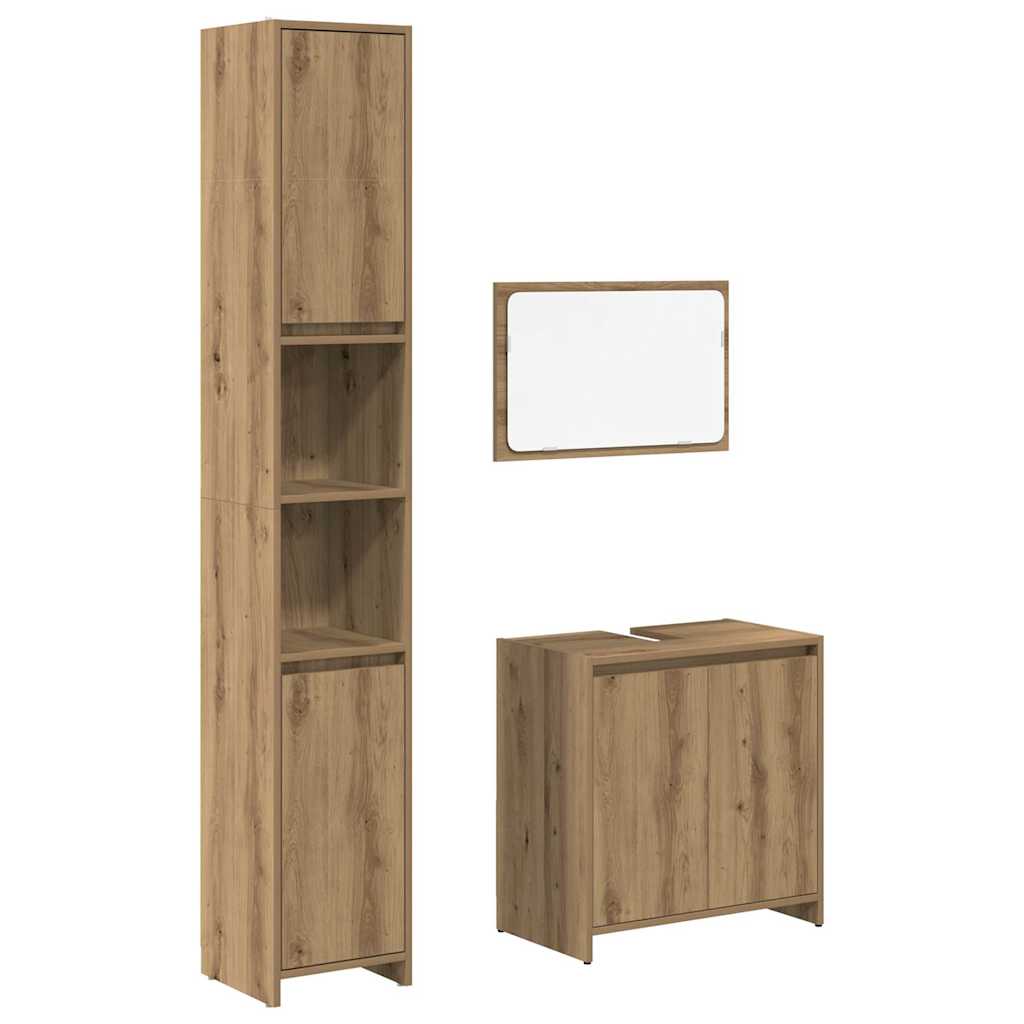 3-delige Badkamermeubelset bewerkt hout artisanaal eikenkleur is nu te koop bij PeponiXL, paradijselijk wonen!