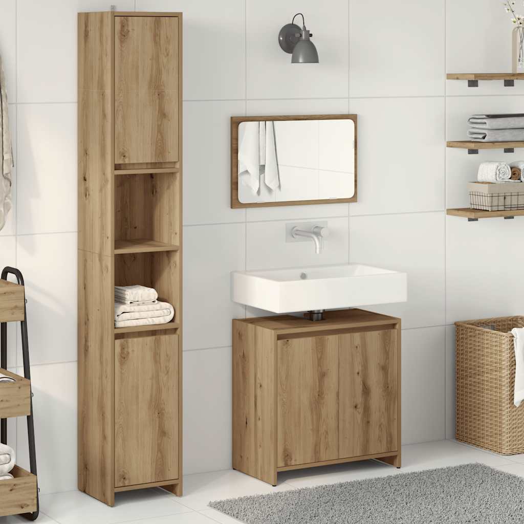 3-delige Badkamermeubelset bewerkt hout artisanaal eikenkleur is nu te koop bij PeponiXL, paradijselijk wonen!