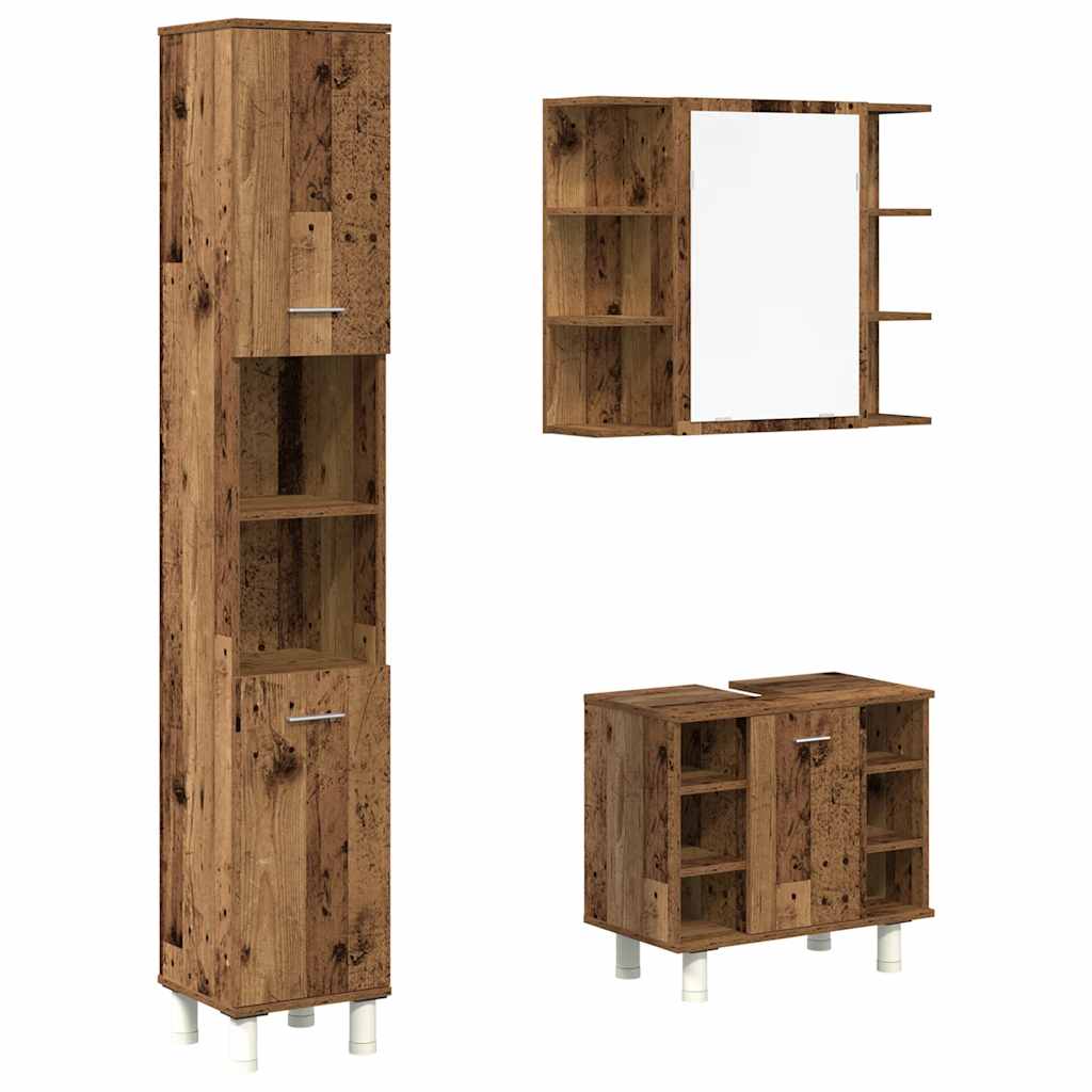 3-delige Badkamermeubelset bewerkt hout oud houtkleurig is nu te koop bij PeponiXL, paradijselijk wonen!