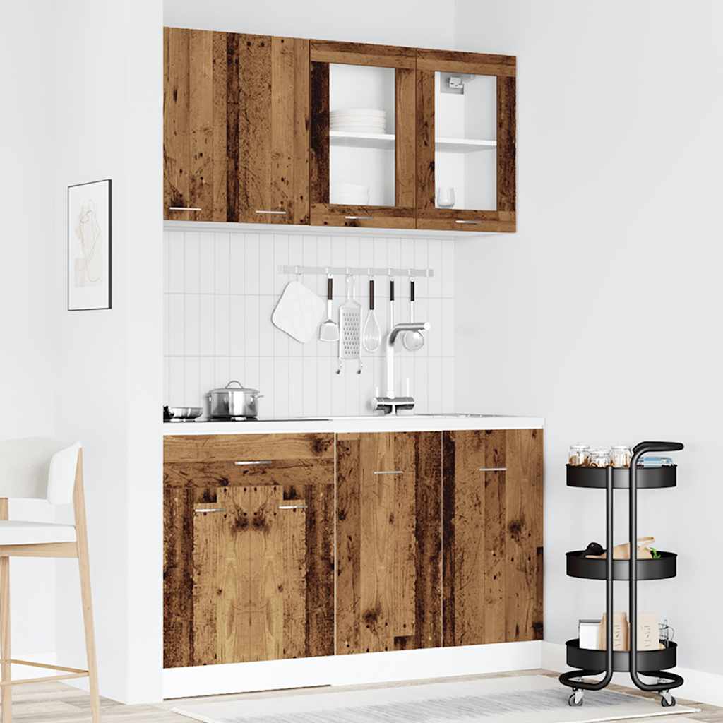4-delige Keukenkastenset Lyon bewerkt hout oud houtkleurig is nu te koop bij PeponiXL, paradijselijk wonen!