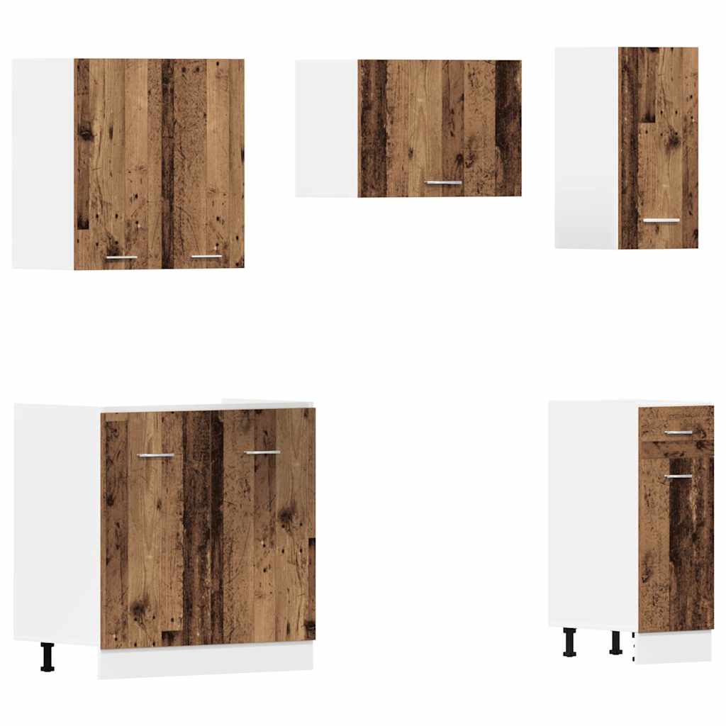 11-delige Keukenkastenset Lyon bewerkt hout oud houtkleurig is nu te koop bij PeponiXL, paradijselijk wonen!