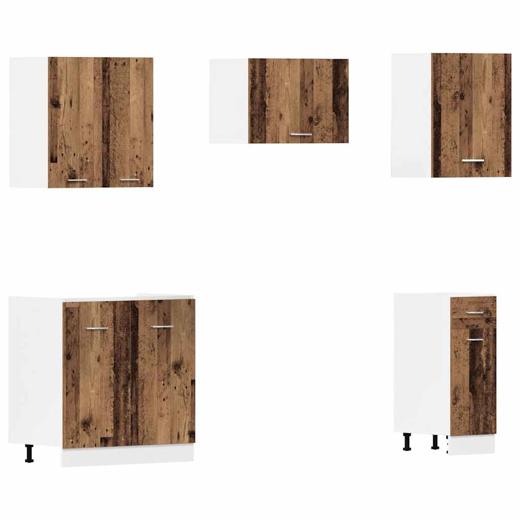 11-delige Keukenkastenset Lyon bewerkt hout oud houtkleurig is nu te koop bij PeponiXL, paradijselijk wonen!