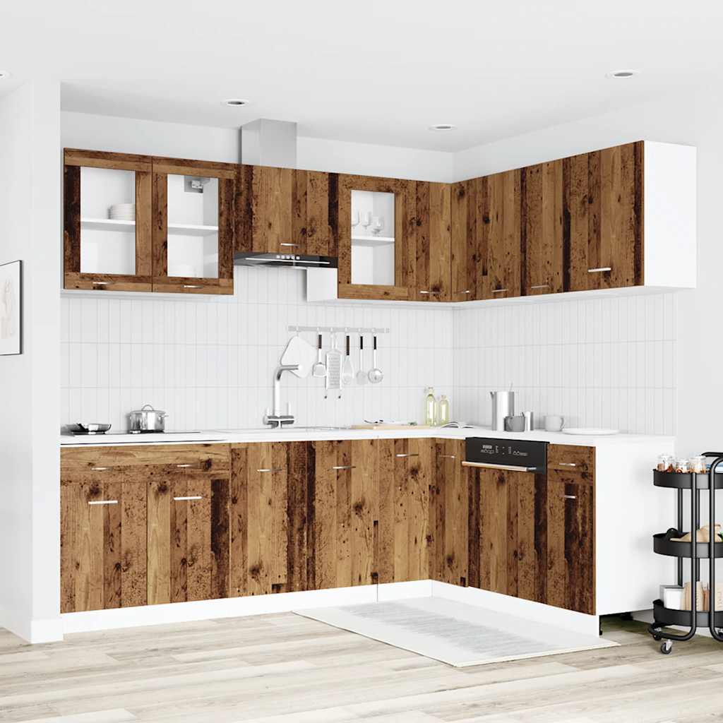 11-delige Keukenkastenset Lyon bewerkt hout oud houtkleurig is nu te koop bij PeponiXL, paradijselijk wonen!