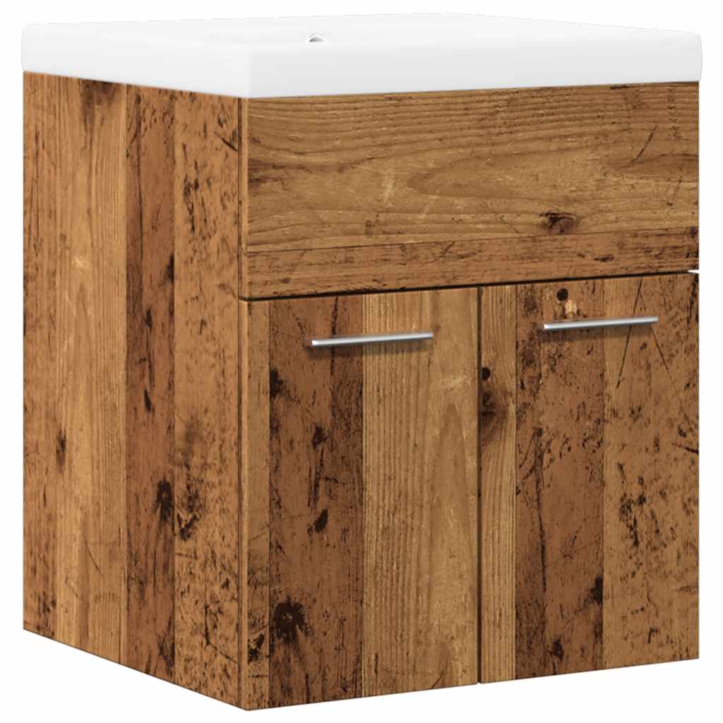 2-delige Badkamermeubelset bewerkt hout oud houtkleurig is nu te koop bij PeponiXL, paradijselijk wonen!