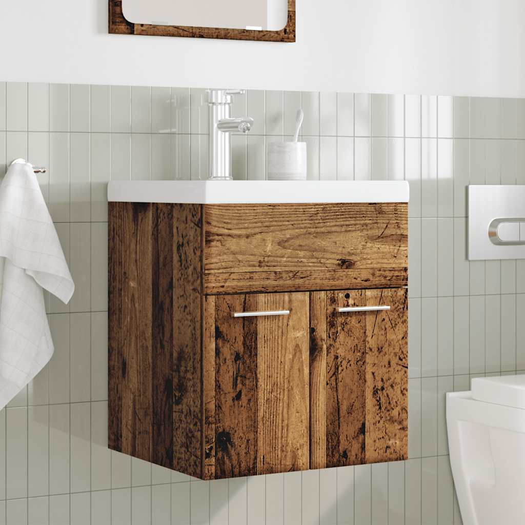 2-delige Badkamermeubelset bewerkt hout oud houtkleurig is nu te koop bij PeponiXL, paradijselijk wonen!