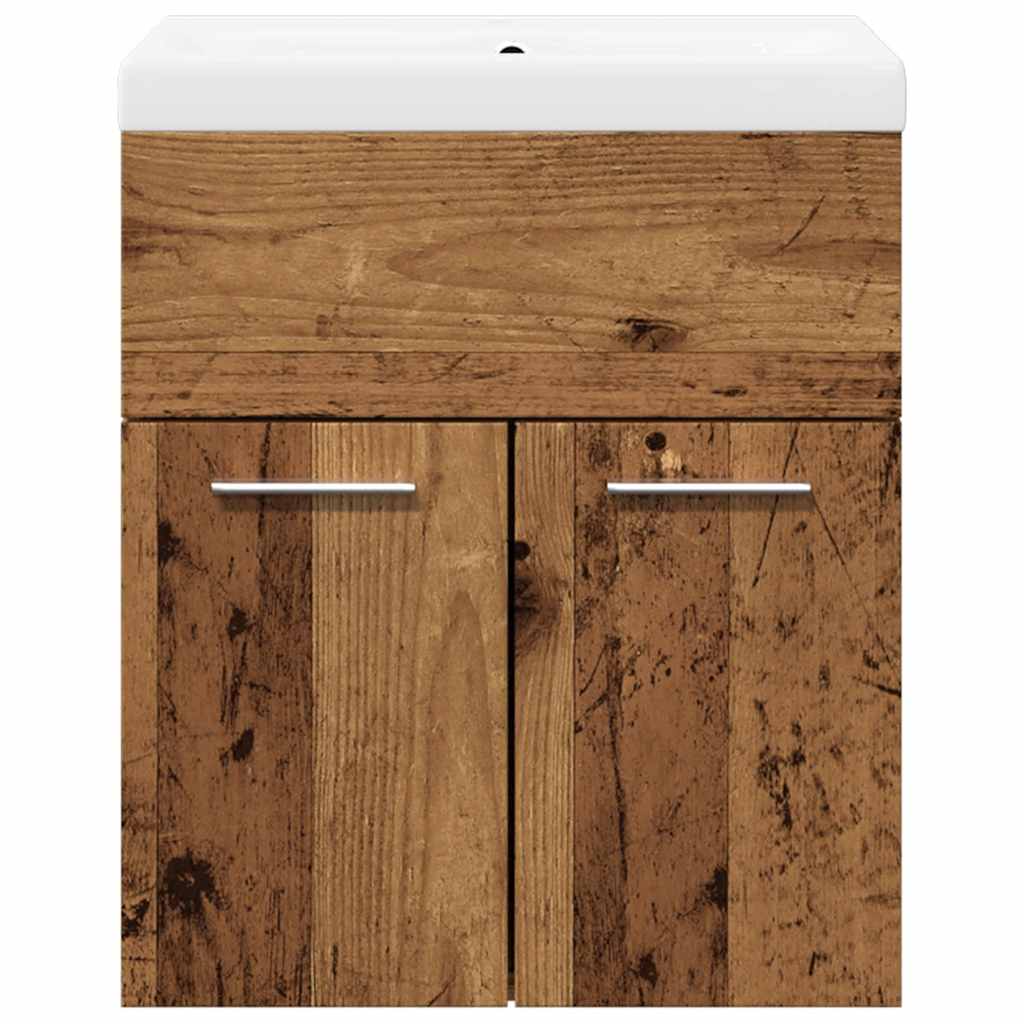 2-delige Badkamermeubelset bewerkt hout oud houtkleurig is nu te koop bij PeponiXL, paradijselijk wonen!